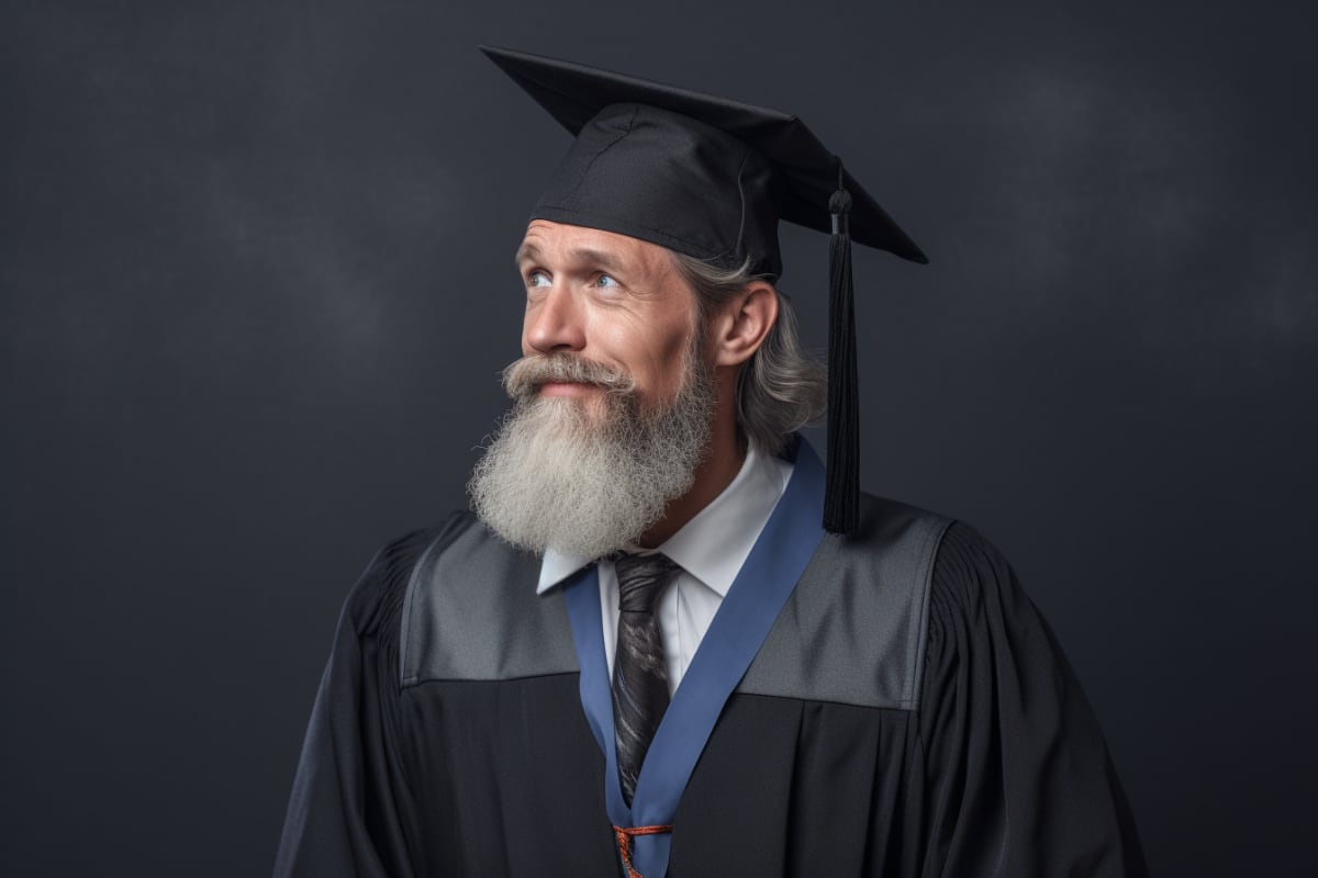 Graduation photo of older gentleman